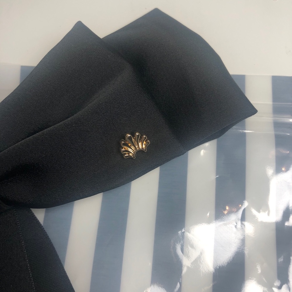 Lele Sadoughi Jane Hair Bow Barrette Clip Black New Preppy Trad Modest - Picture 4 of 8